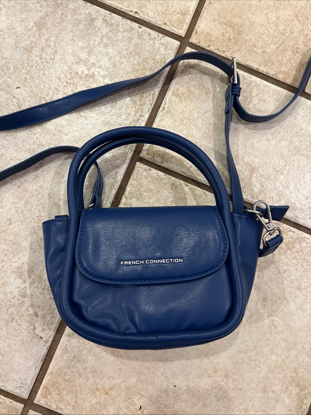 French Connection Deep Blue Mini Top-Handle Crossbody